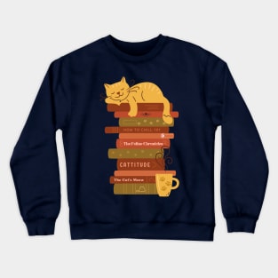 Catnap on Book stack Crewneck Sweatshirt